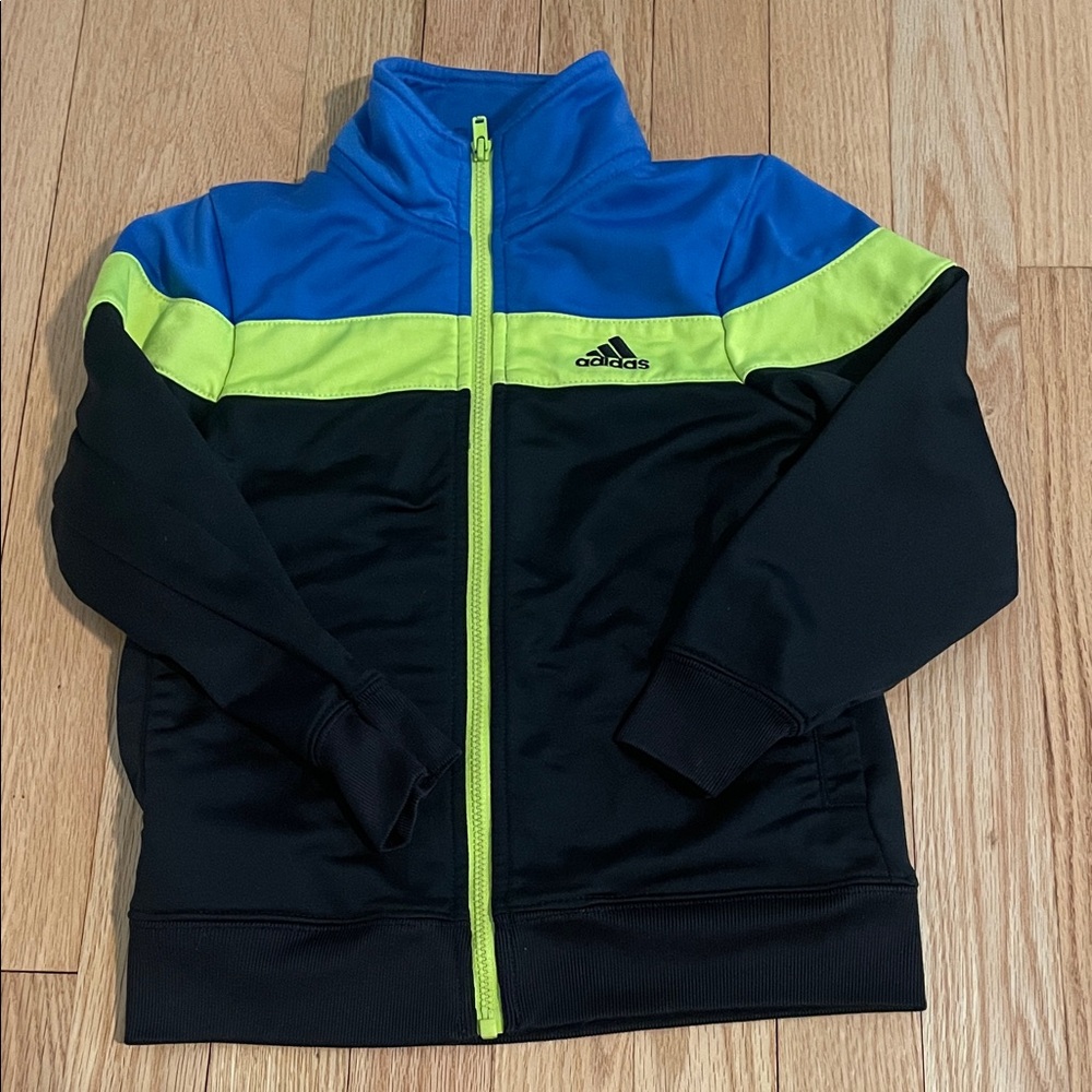 adidas Black, Blue & Neon Yellow Full-Zip Track Jacket